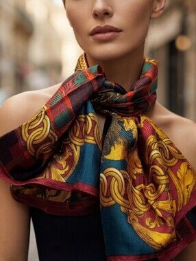 Vintage Chainlink Plaid Colorblock Fashion Scarf